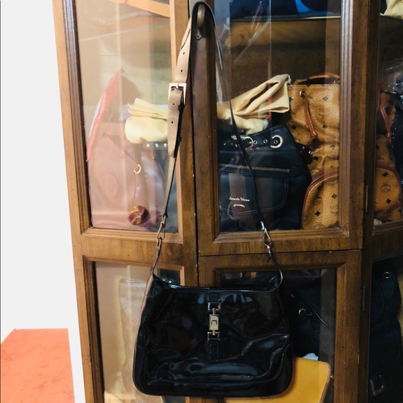 Authentic Gucci Sling Enamel Bag Black